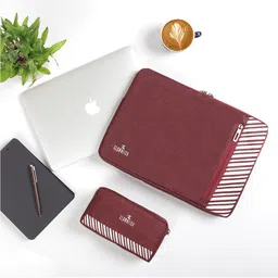 THE CLOWNFISH Solid Comfort Padded Laptop Sleeve With Pouch-image-96