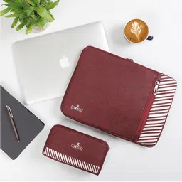 THE CLOWNFISH Solid Comfort Padded Laptop Sleeve With Pouch-image-88