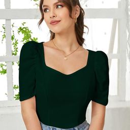 Dream Beauty Fashion Sweetheart Neck Puff Sleeve Top-picture-13