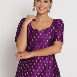 studio rasa Ethnic Motifs Print Sweetheart Neck Puff Sleeved Top-image-31