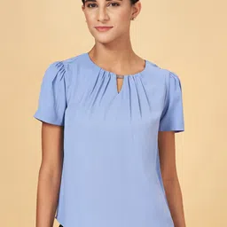 Annabelle by Pantaloons Keyhole Neck Puff Sleeve Formal Top-image-78