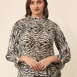 plusS Animal Printed Bell Sleeve Top-image-95