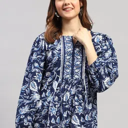 Monte Carlo Floral Printed Puff Sleeve A-Line Top-picture-3
