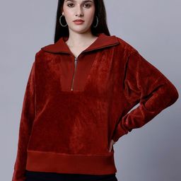 MINGLAY Self Design Shirt Collar Cuffed Sleeves Top-picture-12