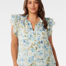 Forever New Floral Print Mandarin Collar Flutter Sleeve Top-picture-42