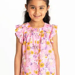 Campana Girls Floral Printed Flutter Sleeve Top-picture-5