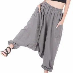 Solid Cotton Rayon Blend Women Harem Pants-image-8