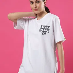 Rigo Unisex Colourblocked Mandarin Collar Drop-Shoulder Sleeves Applique T-shirt-image-44