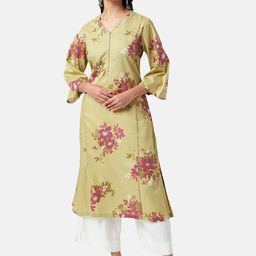 RANGMANCH BY PANTALOONS Floral Printed V-Neck Pure Cotton Kurta-45