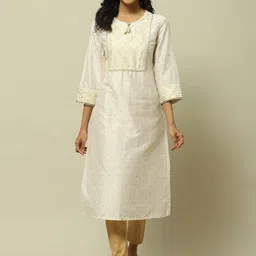 Rangriti Floral Printed Keyhole Neck Straight Kurta-image-99