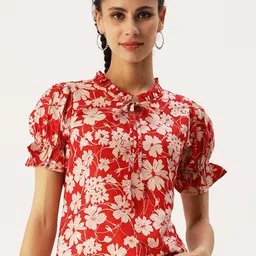 DressBerry Floral Printed Tie-Up Neck Top-image-89