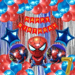 7th Spiderman Theme Birthday Decoration Items Kit for Boys-image-19