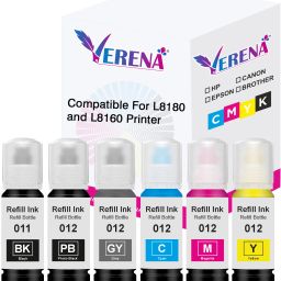 verena 011 & 012 Refill Ink Compatible For L8180 and L8160 Printer 70ml Black + Tri Color Combo Pack Ink Bottle-10