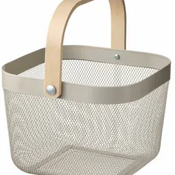 Basket, grey-beige, 25x26x18 cm (9 ¾x10 ¼x7 ") Steel Fruit & Vegetable Basket-73