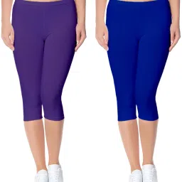 Cotton Lycra 220 GSM Bio-Wash Women Purple, Blue Capri-image-42