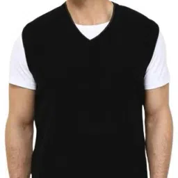 Men Solid V Neck Black Sweater-image-121