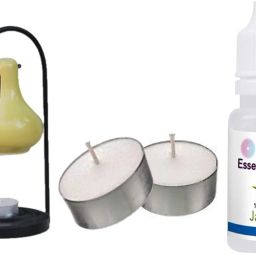 Yellow Candle Diffuser with 10 ML Jasmin Aroma Oil & 2 Candle (Set Of 1) Ceramic 1 - Cup Candle Holder-image-29