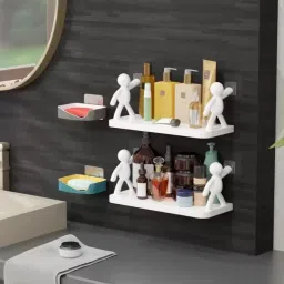 Self Adhesive Multi-Purpose Wall Hanging Humanoid floating Shelf 1.888 Plastic Wall Shelf-4
