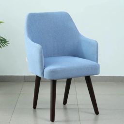 casacraft from pepperfry Bolivar Velvet Dining Chair In Opal Blue Colour-picture-35