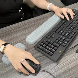 Kickzu Memory Foam Set Keyboard Rest Cushion Support for Office, Computer, Laptop Memory Foam, PU Leather Mouse, Keyboard Wrist Rest image 3