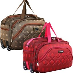 50 L Strolley Duffel Bag - Combo Set of 2, Unisex Travel Bags Light Weight Small Travel Duffel Bag - Red, Brown - Regular Capacity-picture-15