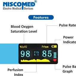 NISCOMED New Professional Series FPO-99 Finger Tip With Audio Visual Alarm With Perfusion Index Pulse Oximeter SPO2 Blood Oxygen Saturation Ratable OLED Oximeter Monitor Pulse Oximeter Pulse Oximeter image 4