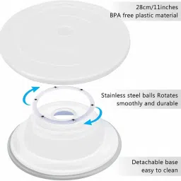 shivsarang Plastic 360* Rotates 28CM Cake Decorating Turntable Stand, Cake Table Rotating Stand, Cake Stand Rotating Plastic Cake Server image 4