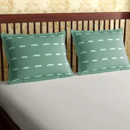 Green Patterned 300TC Cotton 27 x 18 Inches Pillow Covers (Set of 2) by Petal Home-picture-41