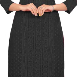 Women Chikan Embroidery Georgette Straight Kurta-picture-10