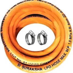Bharat 1.5 Meter Original Gas Pipe With Clump ISI CERTIFIED Hose Pipe Gas Pipe Steel Wire Rubber Hose Pipe Hose Pipe-25