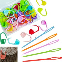 Safety Stitch Markers Clips (50 Pcs) + Large Eye Wool Needles (5 Pcs) Hand Sewing Needle-image-83