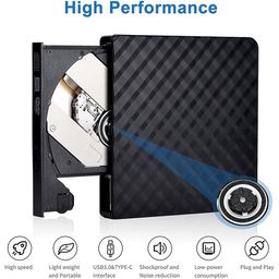 ruhza External DVD Drive USB 3.0 Type-C USB-C Portable CD DVD+/-RW Optical Drive Player USB C Burner Slim CD/DVD ROM Rewriter Writer Reader 2 in 1 Ultra Thin 8X for PC Laptop Desktop Mack Windows OS image 4