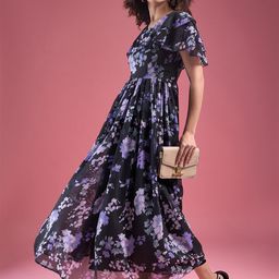 Deewa Floral Printed V-Neck Georgette Maxi Dress-image-92