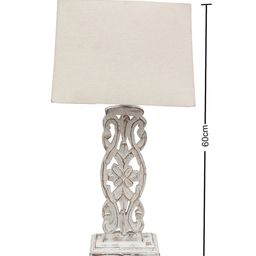 Homesake Beige-Color Hand Carved Wooden Table Lamp with Khadi Square Shade image 5
