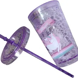Sparkling Unicorn plastic Frosty Sipper (500ml)with straw keeps beverage chilled-26
