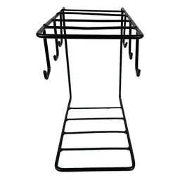 Kuber Industries Black Cups & Plates Stand With 6 Hooks-15