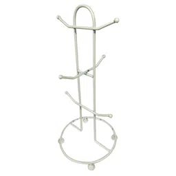 Kuber Industries White Cup Stand With 6 Hooks-64