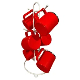 Kuber Industries White Cup Stand With 6 Hooks image 5