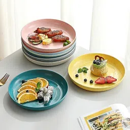keshuenterprise wheat straw random dinner plates set of 4 Tray image 3