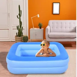 Inflatable (IND*73) Paddling Pool 86 x 86 x 25 cm Swimming Pools with free pump Inflatable Swimming Pool-image-1