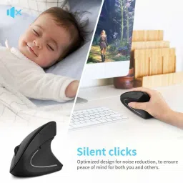 microware Upgraded Vertical Wireless 2.4G Optical Ergonomic Mouse-Reduce Wrist Pain, 6 Buttons 4 Adjustable DPI 1000/1600/2000/2400 Levels, Better Performance for PC, Desktop, Laptop Wireless OpticalGaming Mouse image 3