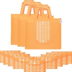 Pack of 12 Smile Print Foldable Grocery/Shopping Bags For Women | Orange Pack of 12 Grocery Bags-image-107