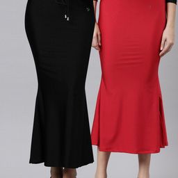 TWIN BIRDS Women Pack Of 2 Mermaid Fit High Rise Stretchable Shimmer Saree Shape Wear-image-98