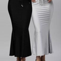 TWIN BIRDS Women Pack Of 2 Mermaid-Style High rise Stretchable Shimmer Saree shape wear-image-3