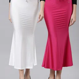 TWIN BIRDS Women pack of 2 Mermaid-Fit High rise Stretchable Shimmer Saree shape wear-image-79