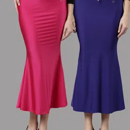 TWIN BIRDS Women Pack Of 2 Mermaid Flared High Rise Stretchable Shimmer Saree Shape Wear-image-81