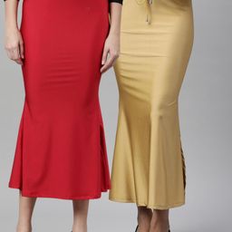 TWIN BIRDS Women Pack Of 2 High Rise Stretchable Shimmer Saree Shape Wear-image-110