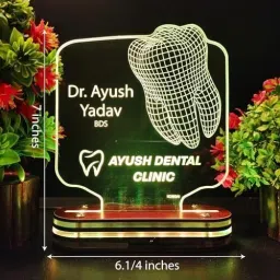 kosgai Customized Gifts For Dentists LED Multicolor Nameplate Unique Gift For Dentists Table Lamp image 3