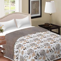 RF RELAXFEEL Beige & White Floral Cotton Heavy Winter 150 GSM Double Bed Dohar-image-47