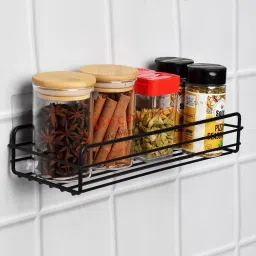 Multipurpose Kitchen Bathroom Shelf Wall Holder Storage Rack Magic Sticker Steel Wall Shelf-image-5
